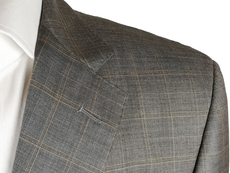 Luigi Bianchi Suit 40R Grey Plaid 3-Button 110's Wool Cerruti