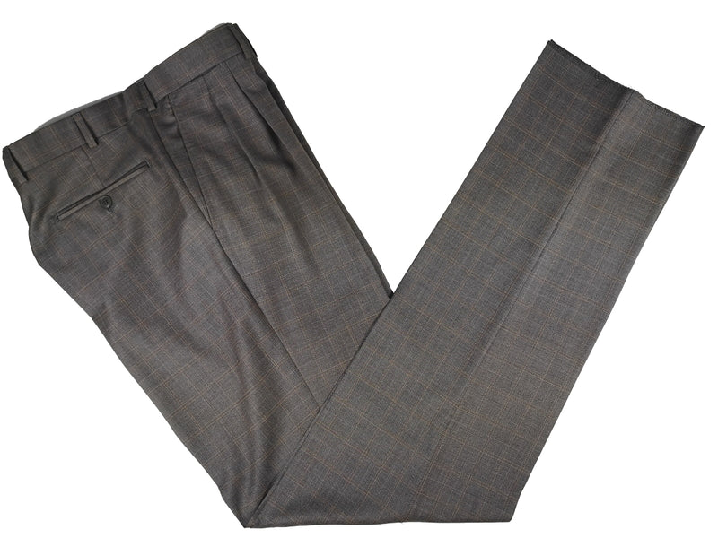 Luigi Bianchi Suit 40R Grey Plaid 3-Button 110's Wool Cerruti