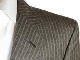 Luigi Bianchi Suit 40R Earthy Grey Striped 3-Button Wool Flannel