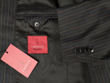 Luigi Bianchi Suit 40R Charcoal White/Blue Striped 3-Button 140's Wool