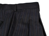 Luigi Bianchi Suit 40R Charcoal White/Blue Striped 3-Button 140's Wool