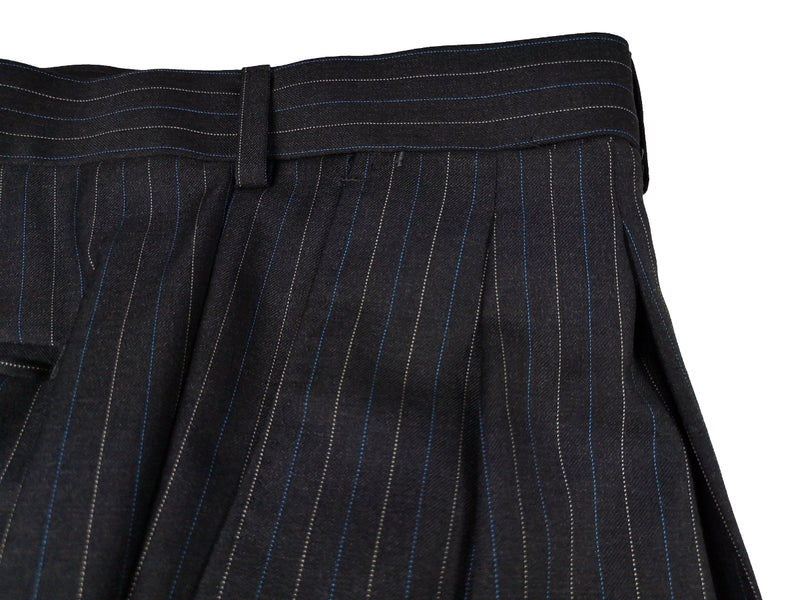 Luigi Bianchi Suit 40R Charcoal White/Blue Striped 3-Button 140's Wool