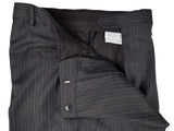 Luigi Bianchi Suit 40R Charcoal White/Blue Striped 3-Button 140's Wool