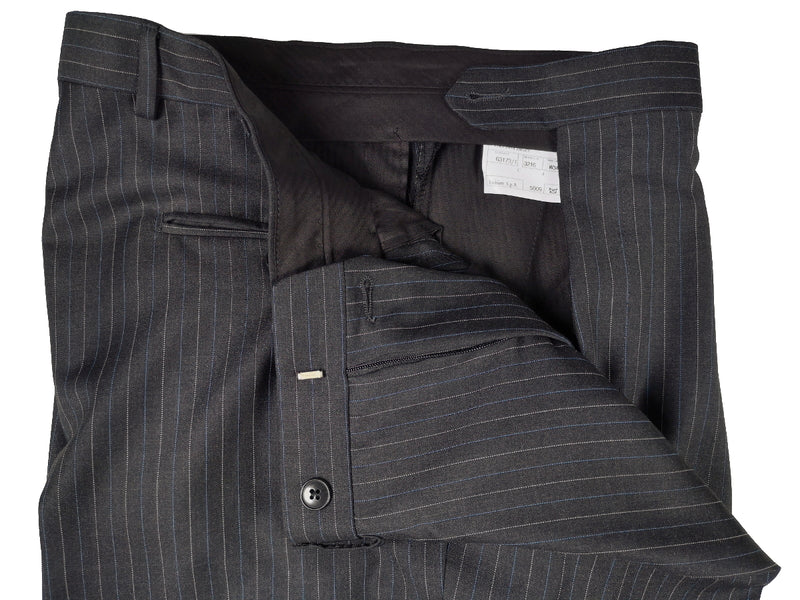 Luigi Bianchi Suit 40R Charcoal White/Blue Striped 3-Button 140's Wool
