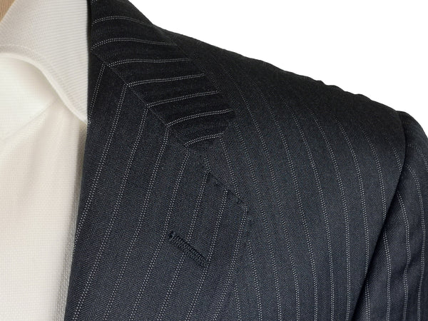 Luigi Bianchi Suit 40R Navy Blue Twin Striped 3-Button Wool Delfino