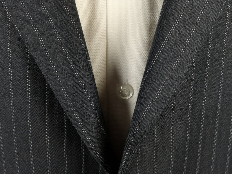 Luigi Bianchi Suit 40R Navy Blue Twin Striped 3-Button Wool Delfino