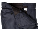 Luigi Bianchi Suit 40R Navy Blue Twin Striped 3-Button Wool Delfino