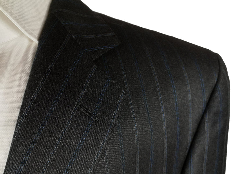 Luigi Bianchi Suit 40R Charcoal Blue Stripes 3-Button Wool Zegna