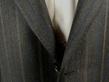 Luigi Bianchi Suit 40R Charcoal Blue Stripes 3-Button Wool Zegna