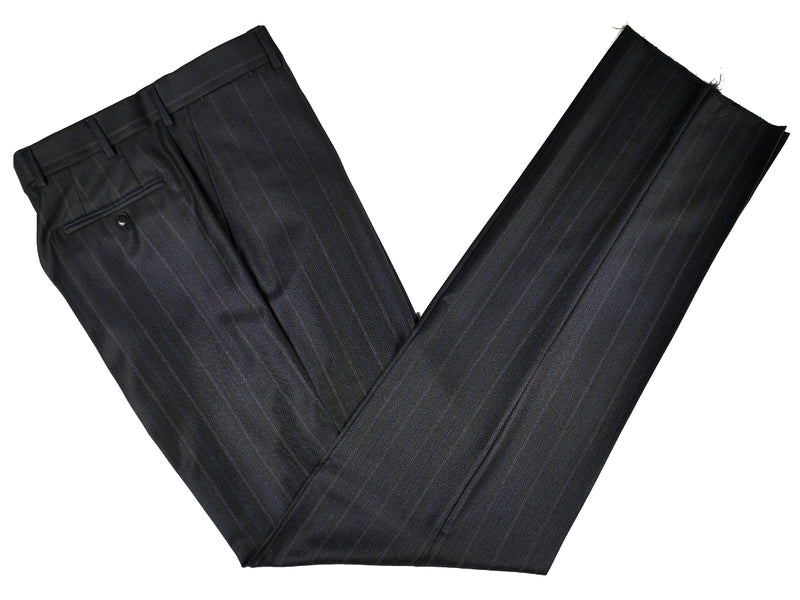 Luigi Bianchi Suit 40R Charcoal Blue Stripes 3-Button Wool Zegna