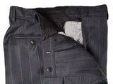Luigi Bianchi Suit 40R Charcoal Blue Stripes 3-Button Wool Zegna