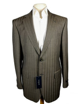 Luigi Bianchi LUBIAM Suit 40R Soft Brown Stripes 2-Button 110's Wool