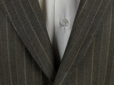 Luigi Bianchi LUBIAM Suit 40R Soft Brown Stripes 2-Button 110's Wool