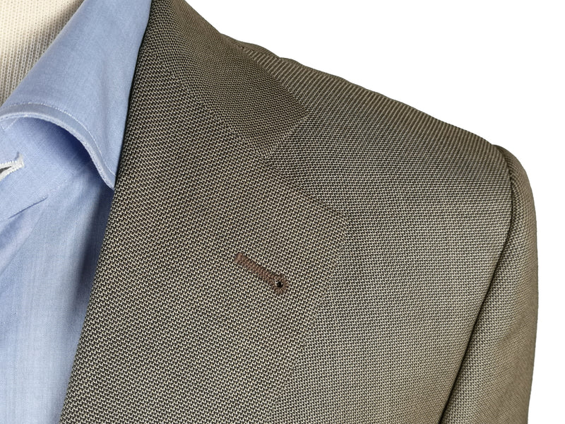 Luigi Bianchi LUBIAM Suit 40R Soft Brown Weave 2-Button Wool