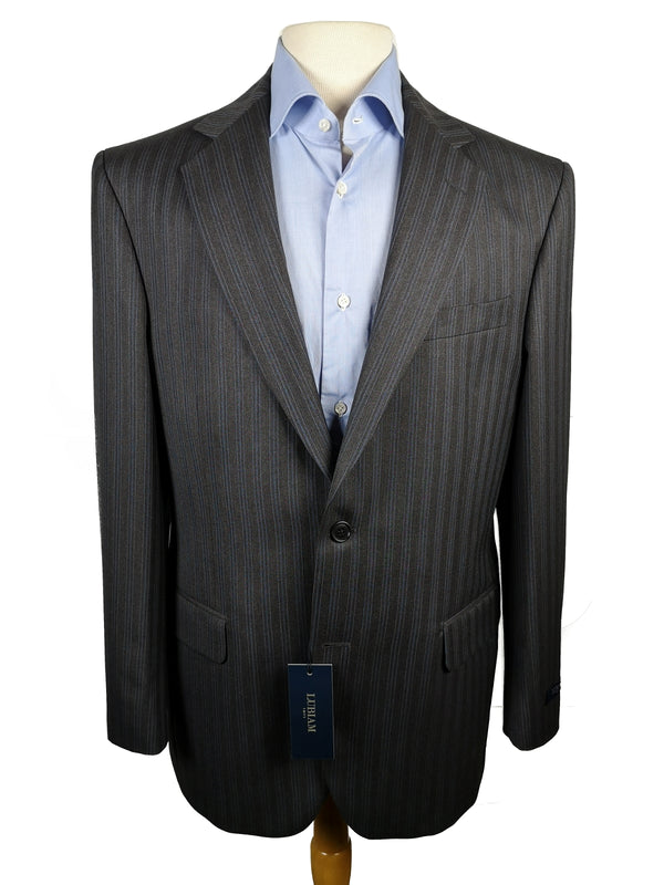 Luigi Bianchi LUBIAM Suit 40R Charcoal with Blue Stripes 2-Button Wool VBC