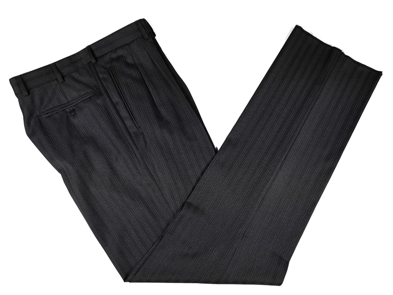 Luigi Bianchi LUBIAM Suit 40R Charcoal with Blue Stripes 2-Button Wool VBC