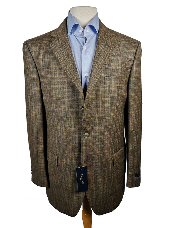 Luigi Bianchi Lubiam Suit 40R Brown Plaid 3-Button Wool