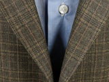 Luigi Bianchi Lubiam Suit 40R Brown Plaid 3-Button Wool