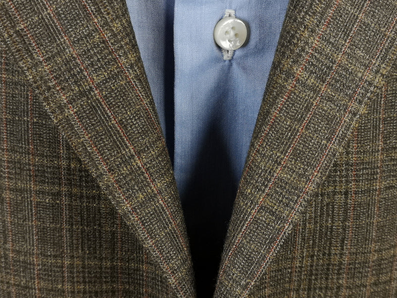 Luigi Bianchi Lubiam Suit 40R Brown Plaid 3-Button Wool