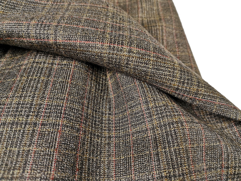 Luigi Bianchi Lubiam Suit 40R Brown Plaid 3-Button Wool