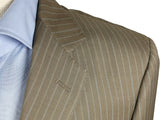 Luigi Bianchi Suit 40R Light Cocoa Brown Striped 3-Button 140's Wool