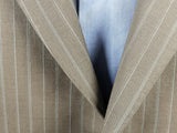 Luigi Bianchi Suit 40R Light Cocoa Brown Striped 3-Button 140's Wool