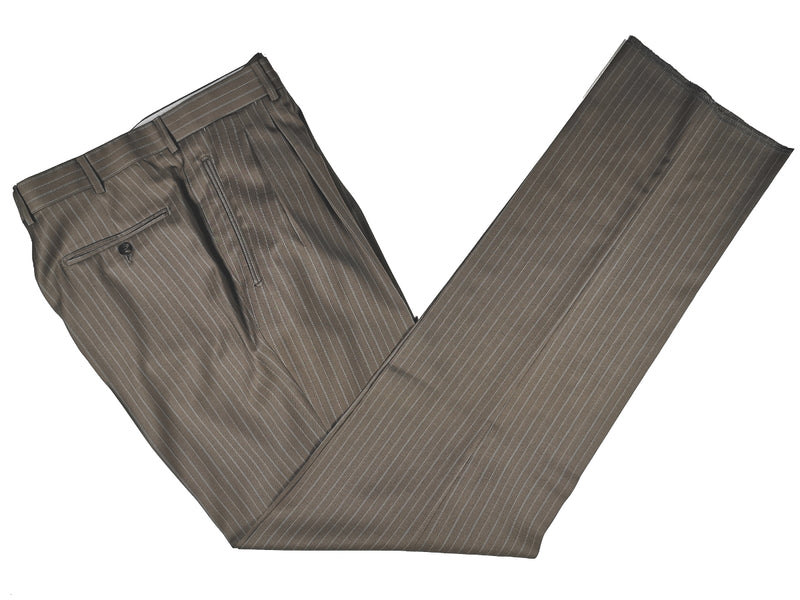 Luigi Bianchi Suit 40R Light Cocoa Brown Striped 3-Button 140's Wool
