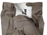 Luigi Bianchi Suit 40R Light Cocoa Brown Striped 3-Button 140's Wool