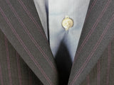 Luigi Bianchi Lubiam Suit 40R Black Purple Striped 3-Button 120's Wool