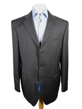 Luigi Bianchi LUBIAM Suit 40R Soft Black Brown Stripes 3-Button 120's Wool
