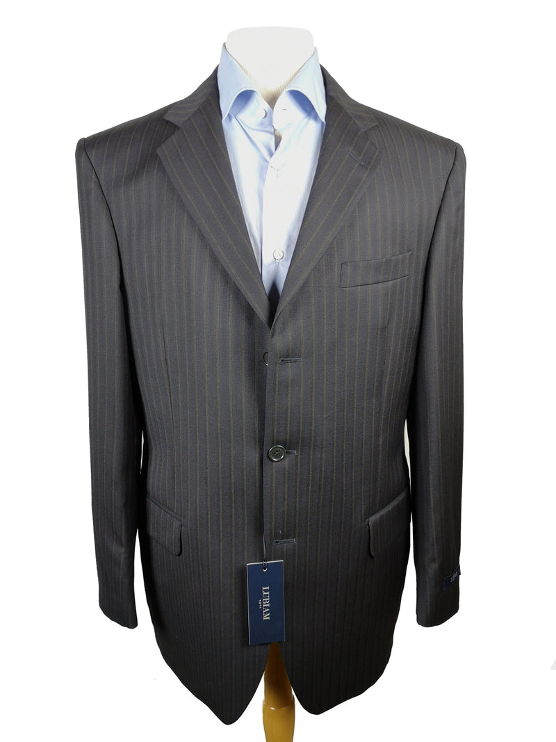 Luigi Bianchi LUBIAM Suit 40R Soft Black Brown Stripes 3-Button 120's Wool