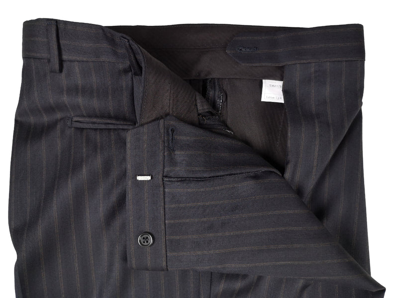 Luigi Bianchi LUBIAM Suit 40R Soft Black Brown Stripes 3-Button 120's Wool