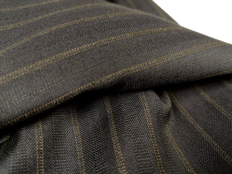 Luigi Bianchi LUBIAM Suit 40R Soft Black Brown Stripes 3-Button 120's Wool