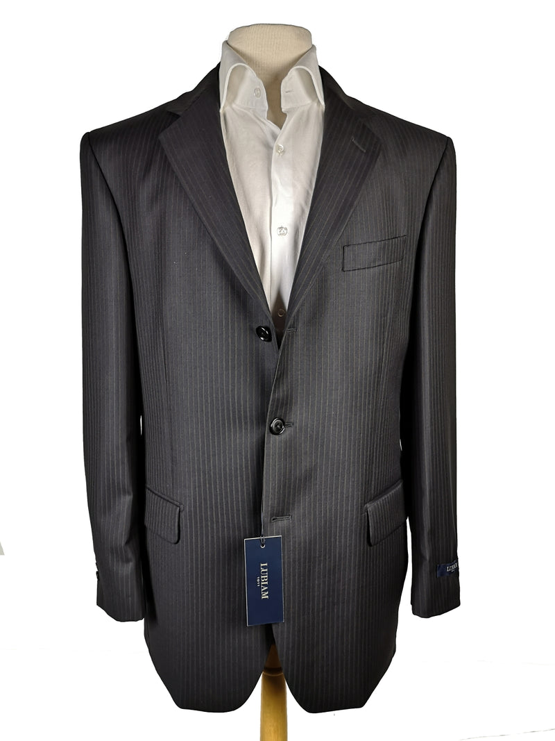 Luigi Bianchi Lubiam Suit 40R Black soft Brown Stripes 3-Button Wool Reda