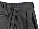 Luigi Bianchi Lubiam Suit 40R Black soft Brown Stripes 3-Button Wool Reda
