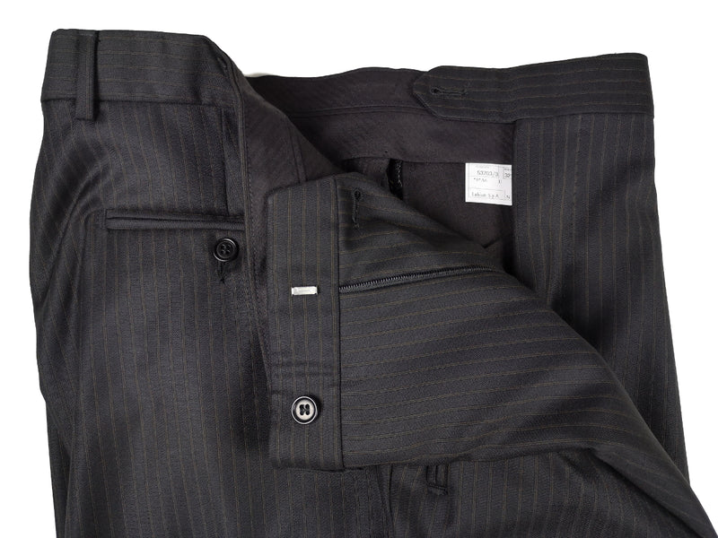Luigi Bianchi Lubiam Suit 40R Black soft Brown Stripes 3-Button Wool Reda