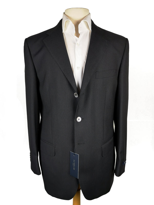 Luigi Bianchi LUBIAM Suit 40R Soft Black Hairline Stripes 3-Button Wool Reda