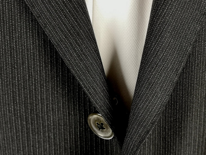 Luigi Bianchi LUBIAM Suit 40R Soft Black Hairline Stripes 3-Button Wool Reda