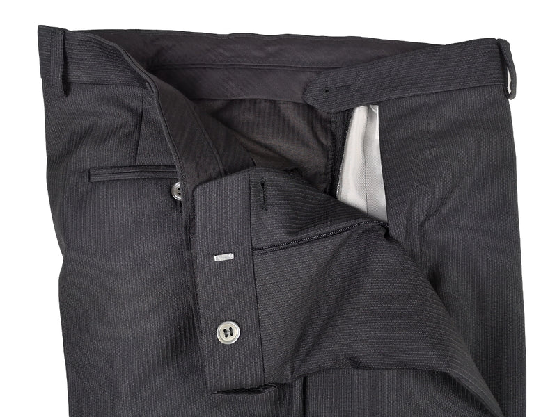 Luigi Bianchi LUBIAM Suit 40R Soft Black Hairline Stripes 3-Button Wool Reda
