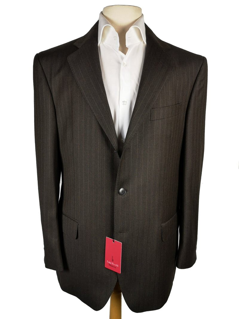 Luigi Bianchi Suit 40R Soft Brown Striped 3-Button Wool/Cashmere