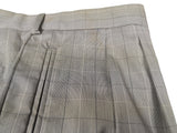 Luigi Bianchi LUBIAM Suit 40L Light Beige Grid Plaid 3-Button Cotton Stretch