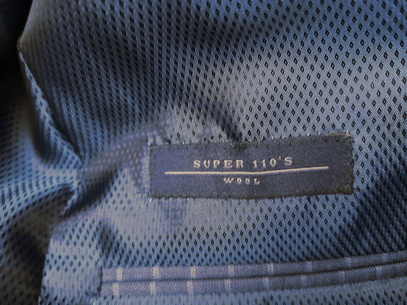 Luigi Bianchi Suit 41R Mid Blue Stripes 3-Button 110's Wool