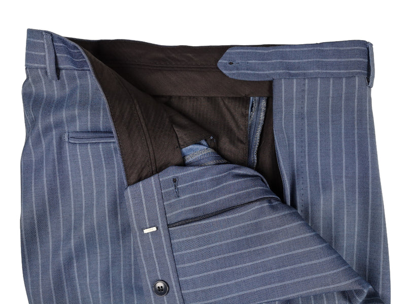 Luigi Bianchi Suit 41R Mid Blue Stripes 3-Button 110's Wool