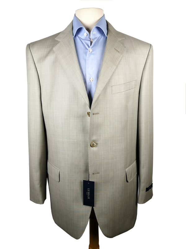 Luigi Bianchi Lubiam Suit 42R Light Greyish Beige Striped 3-button 110's Wool