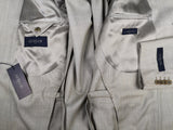 Luigi Bianchi Lubiam Suit 42R Light Greyish Beige Striped 3-button 110's Wool