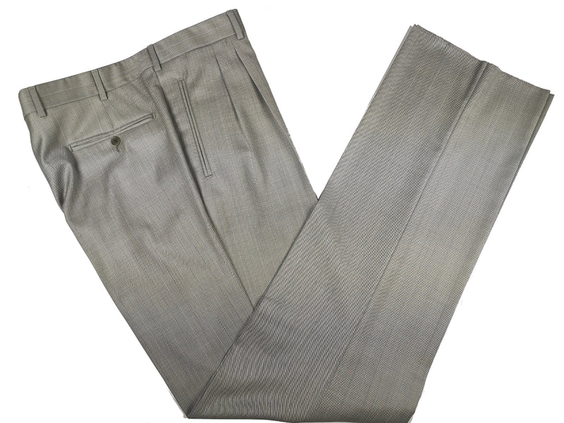 Luigi Bianchi Lubiam Suit 42R Light Greyish Beige Striped 3-button 110's Wool