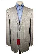 Luigi Bianchi Suit 42R Light Stone Grey Plaid 2-button 150's Wool