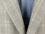 Luigi Bianchi Suit 42R Light Stone Grey Plaid 2-button 150's Wool