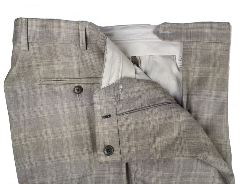 Luigi Bianchi Suit 42R Light Stone Grey Plaid 2-button 150's Wool