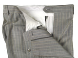 Luigi Bianchi Lubiam Suit 42R Taupe Grey Striped 3-button Wool/Mohair